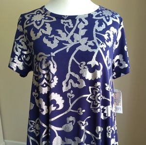 🎄Lularoe elegant Carly 👗- midnight blue & silver